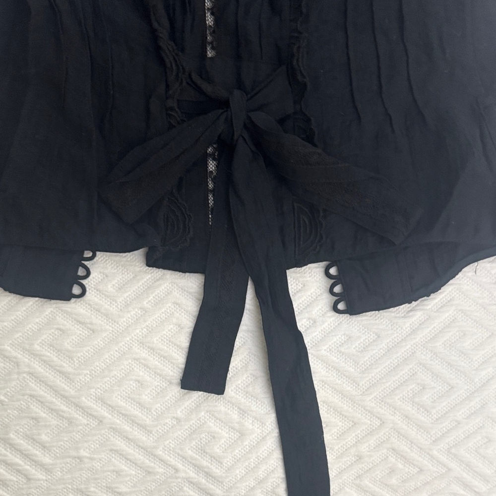 BCBGMaxAzria Black Ruffled Blouse - Picture 4 of 4